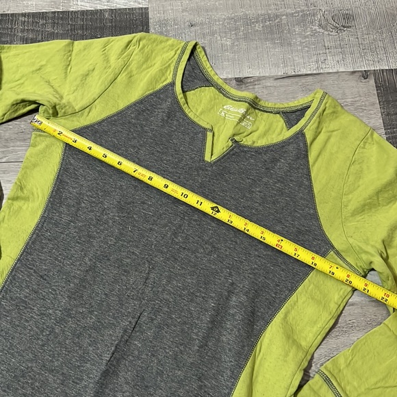 Eddie Bauer Lime Green & Gray Long Sleeve Heavyweight Tee Shirt Top Size XL - Picture 7 of 10